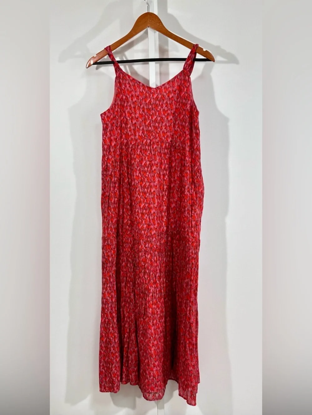 Joie red abstract print cotton slip midi dress XS boho minimalist summer - Picture 7 of 8